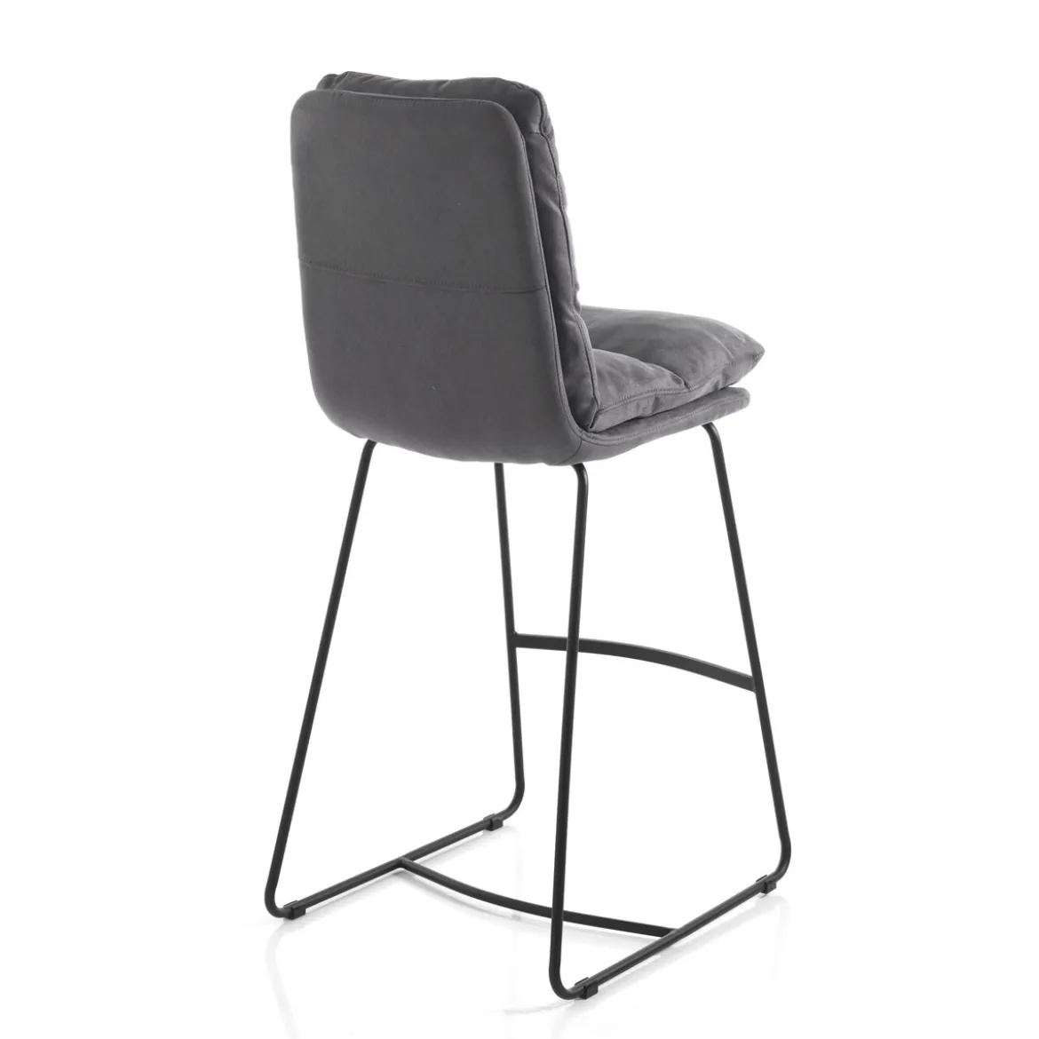 Gana sgabello imbottito madison in microfibra effetto velluto grigio e acciaio nero opaco h110 cm