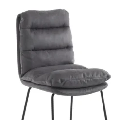 Gana sgabello imbottito madison in microfibra effetto velluto grigio e acciaio nero opaco h110 cm