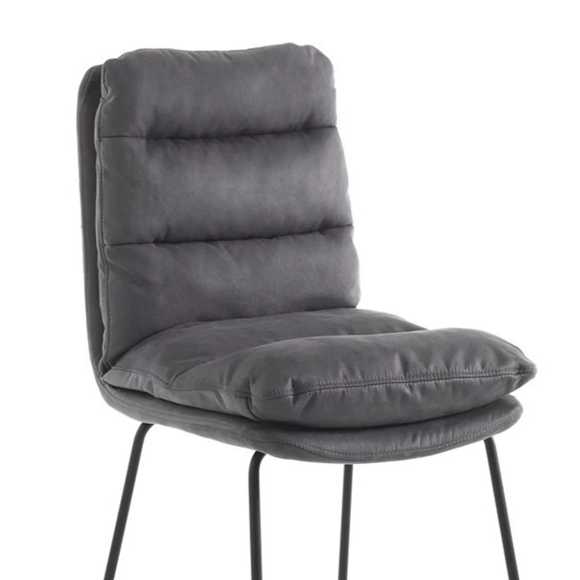 Gana sgabello imbottito madison in microfibra effetto velluto grigio e acciaio nero opaco h110 cm