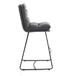 Gana sgabello imbottito madison in microfibra effetto velluto grigio e acciaio nero opaco h110 cm