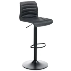 Garbo black sgabello bar in pelle sintetica effetto invecchiato colore nero regolabile in altezza h86/106 l40 p48 cm