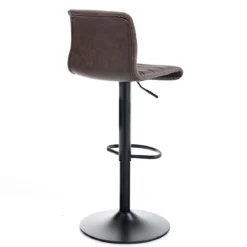 Garbo brown sgabello da bar in pelle sintetica marrone e acciaio nero cm h86/106 l40 p48
