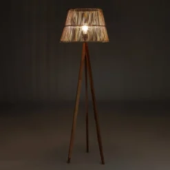 Gauri lampada da terra in teak e rattan d52xh168 cm