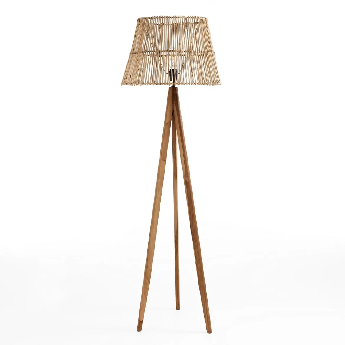 Gauri lampada da terra in teak e rattan d52xh168 cm
