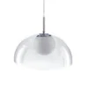 Genny lampadario in pvc trasparente con sfera in vetro satinato bianco filo regolabile d37 h24 cm