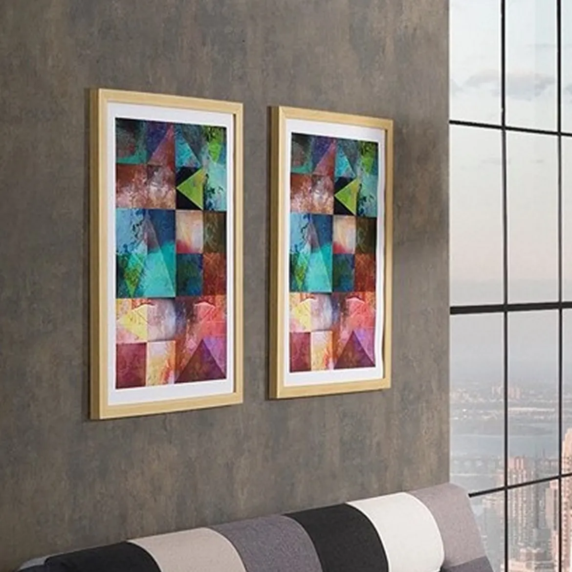 Geometrical colours quadro cornice finitura rovere h77 l57 p2 5 cm