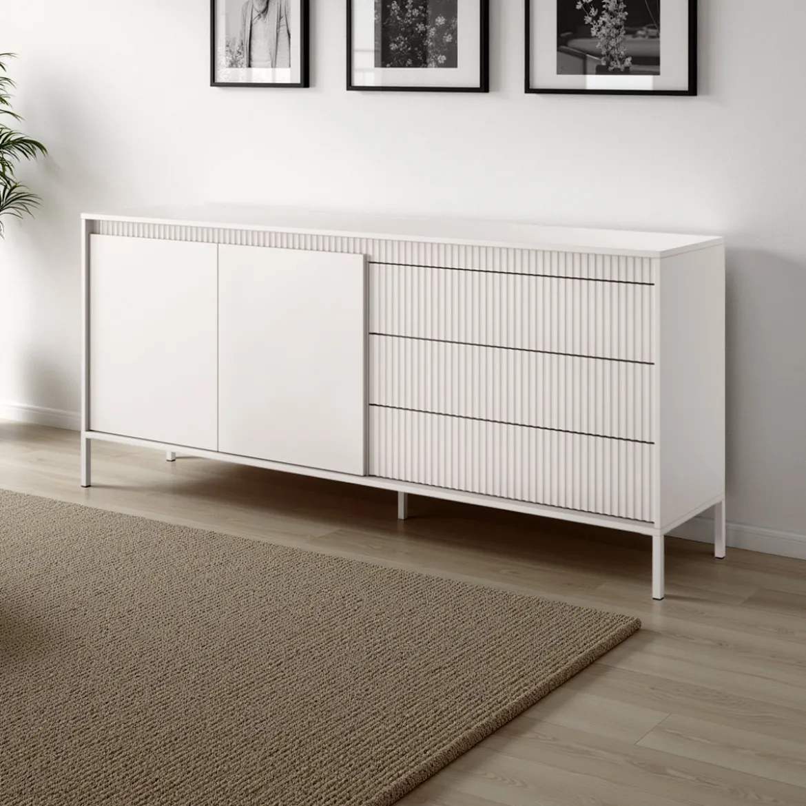 Gharbo beige madia 2 ante 3 cassetti colore beige opaco dogato cm h814 l1871 p395