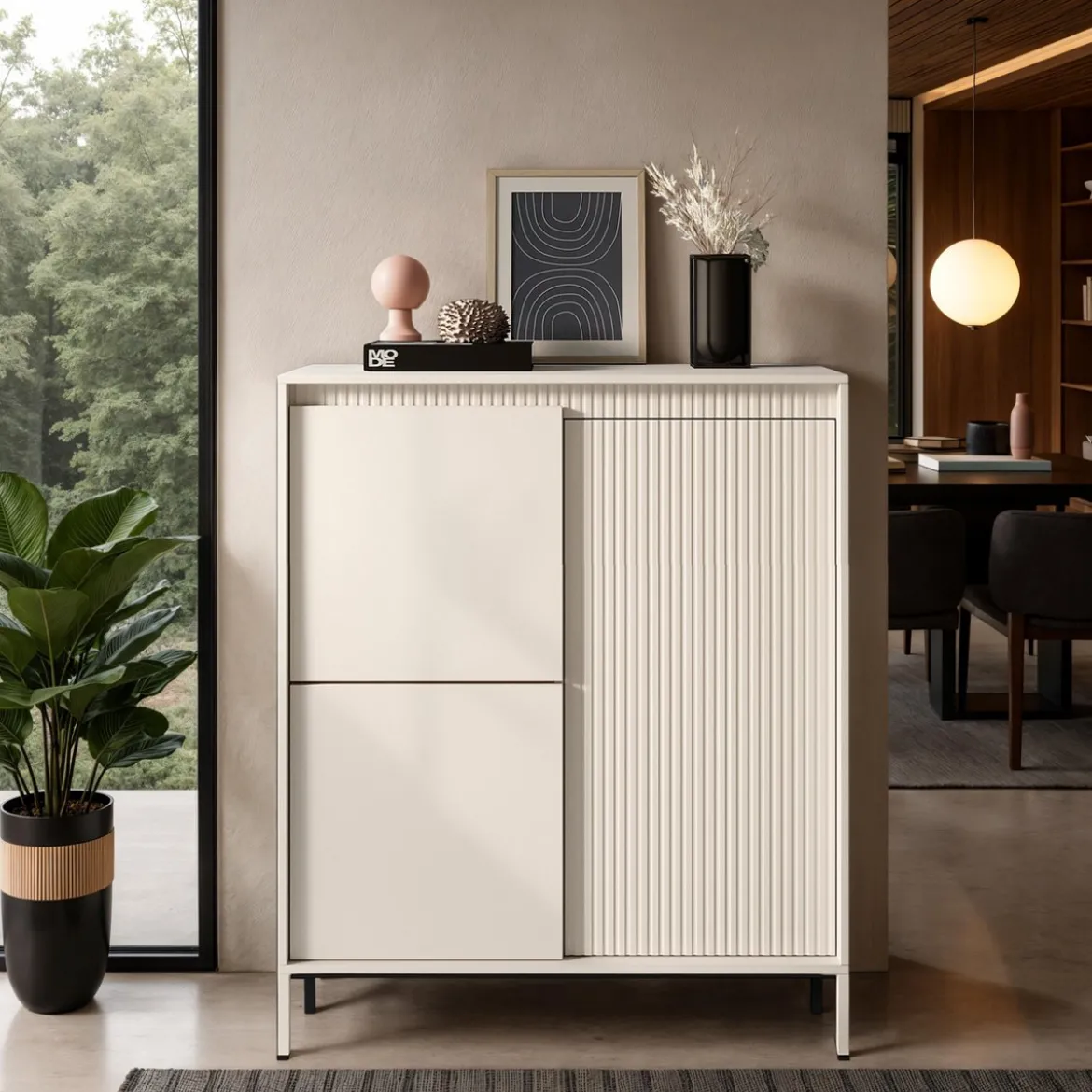 Gharbo beige mobile alto 3 ante colore beige opaco dogato cm h1234 l1035 p395