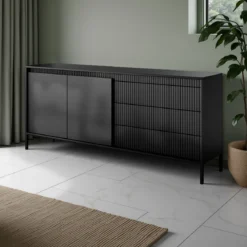 Gharbo black madia 2 ante 3 cassetti colore nero opaco dogato cm h814 l1871 p395