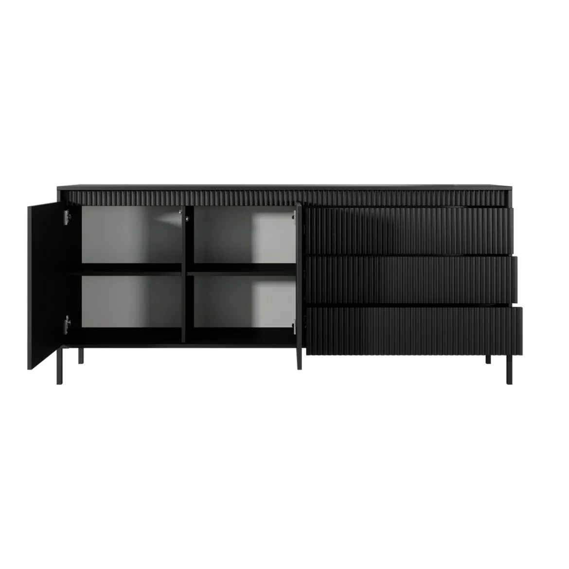Gharbo black madia 2 ante 3 cassetti colore nero opaco dogato cm h814 l1871 p395