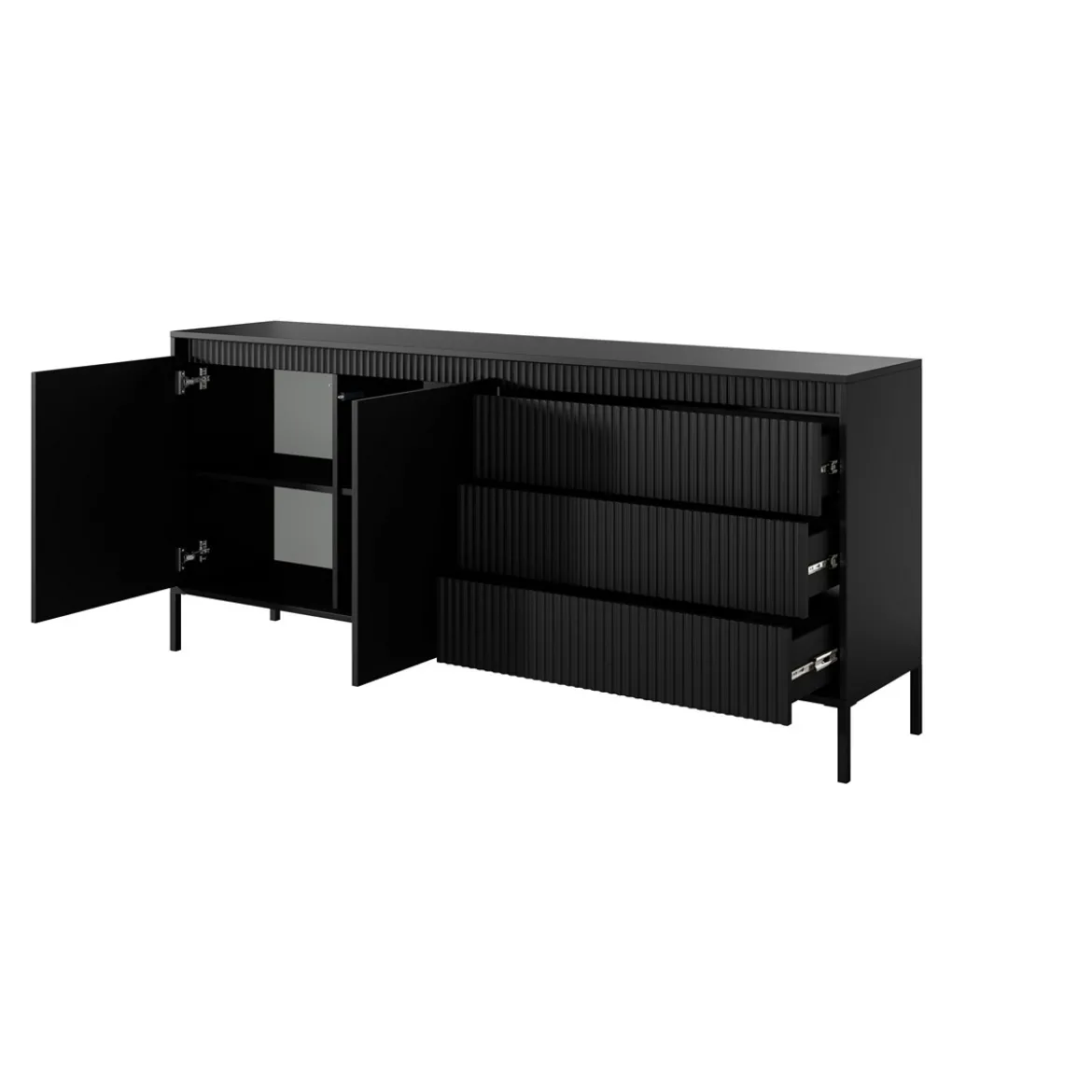 Gharbo black madia 2 ante 3 cassetti colore nero opaco dogato cm h814 l1871 p395