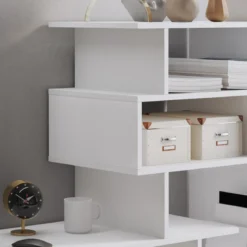 Ghea Scrivania / Libreria finitura Larice Bianco, 158 x 39.5 x h 135 cm