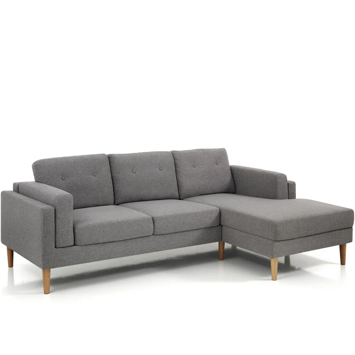 Giada divano angolare rivestito in tessuto grigio l230 p85/148 h85 cm