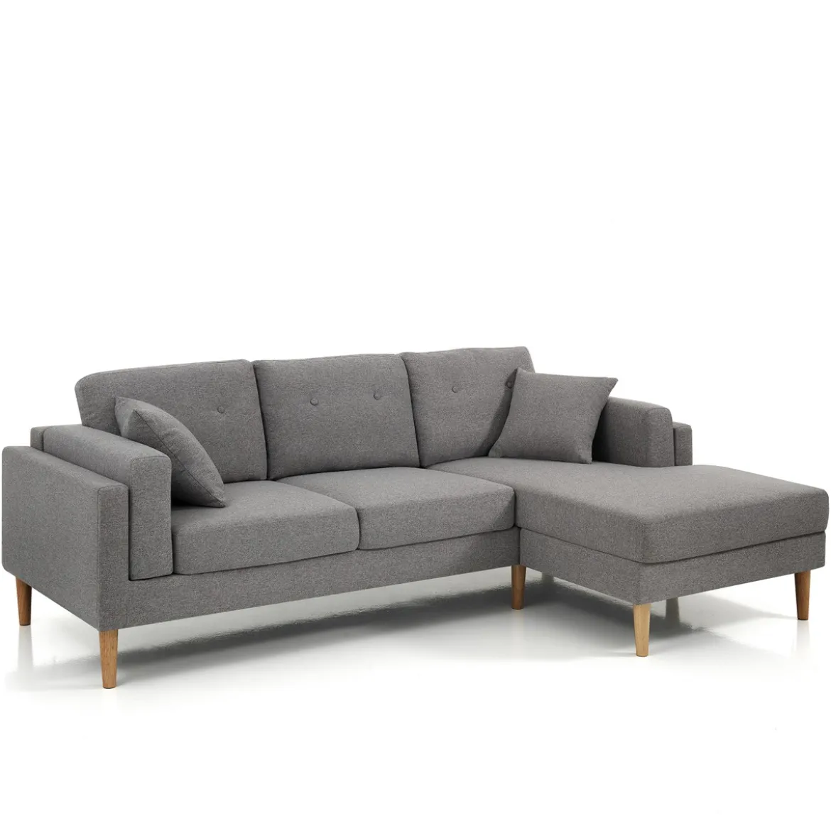 Giada divano angolare rivestito in tessuto grigio l230 p85/148 h85 cm