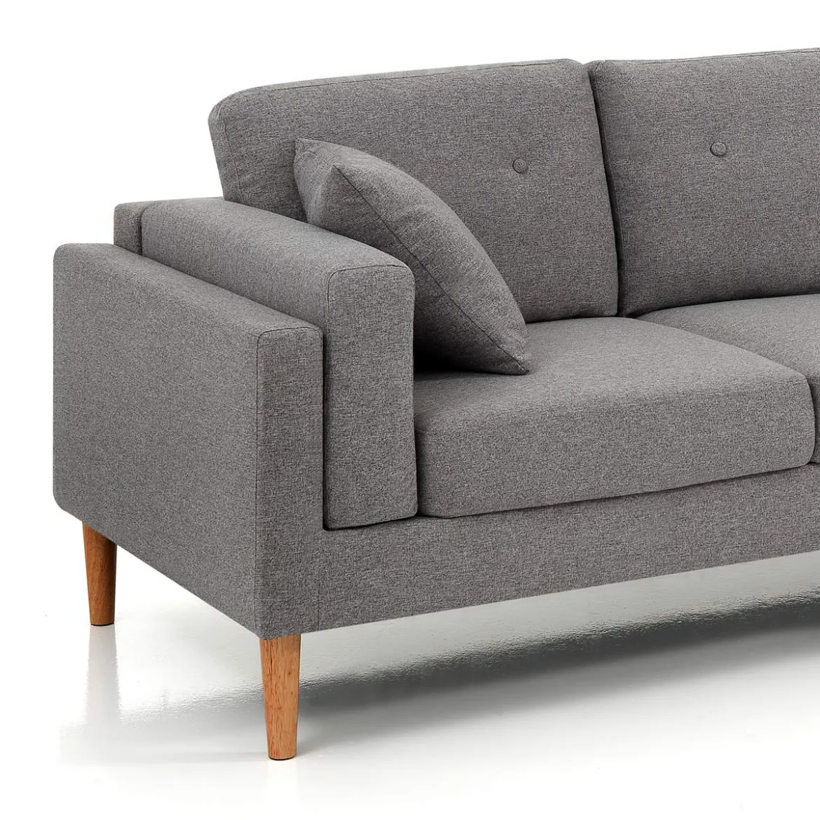 Giada divano angolare rivestito in tessuto grigio l230 p85/148 h85 cm