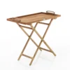 Girija tavolino ripiegabile con vassoio rimuovibile in teak e rattan 76x45xh69 cm