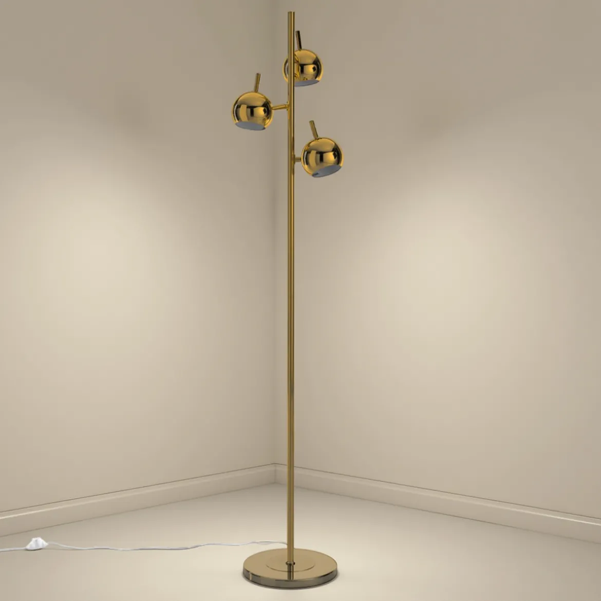 Globe brass lampada da terra in acciaio finitura ottone cm d27 h165