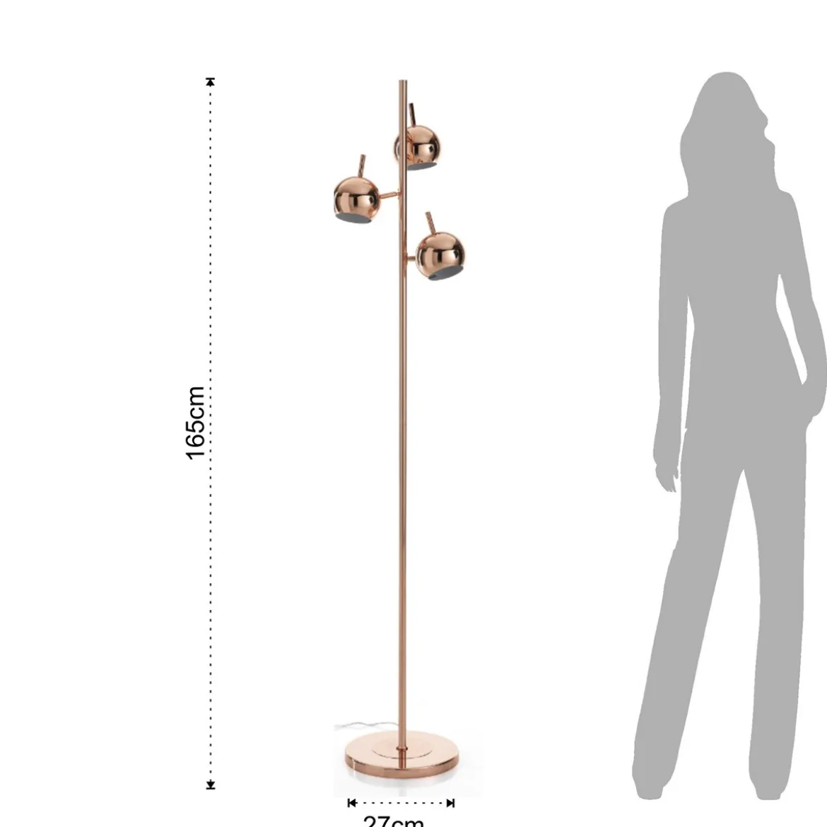 Globe copper lampada da terra in metallo finitura rame lucido d27 h165 cm