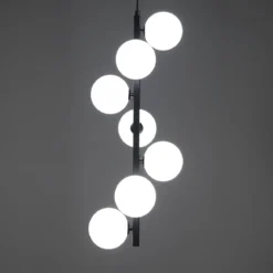 Grapes lampadario in acciaio nero opaco 7 sfere vetro bianco opaco 30x30xh75 cm