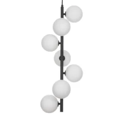 Grapes lampadario in acciaio nero opaco 7 sfere vetro bianco opaco 30x30xh75 cm