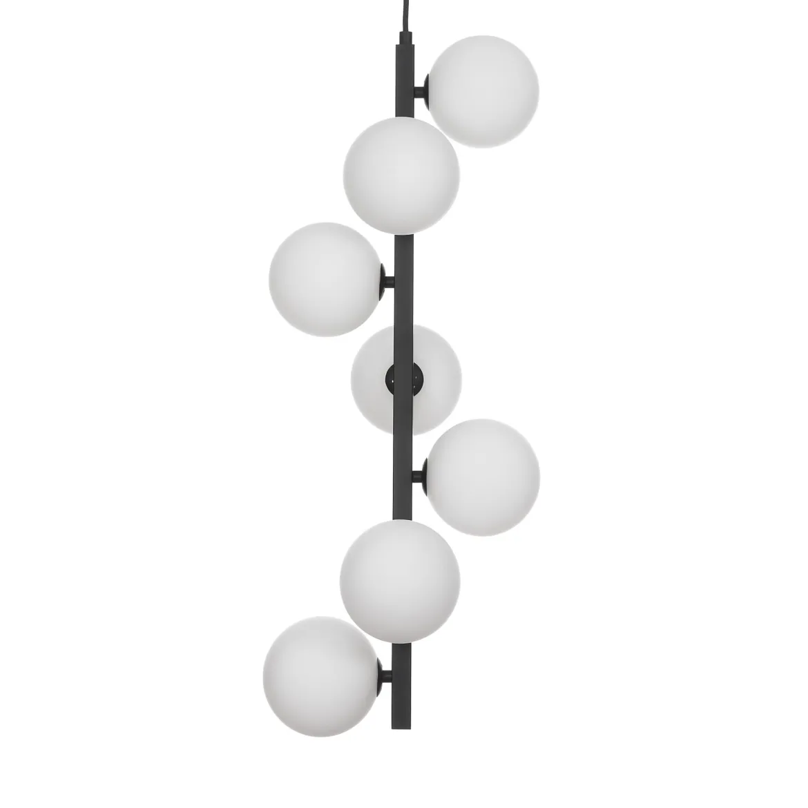 Grapes lampadario in acciaio nero opaco 7 sfere vetro bianco opaco 30x30xh75 cm
