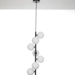 Grapes lampadario in acciaio nero opaco 7 sfere vetro bianco opaco 30x30xh75 cm