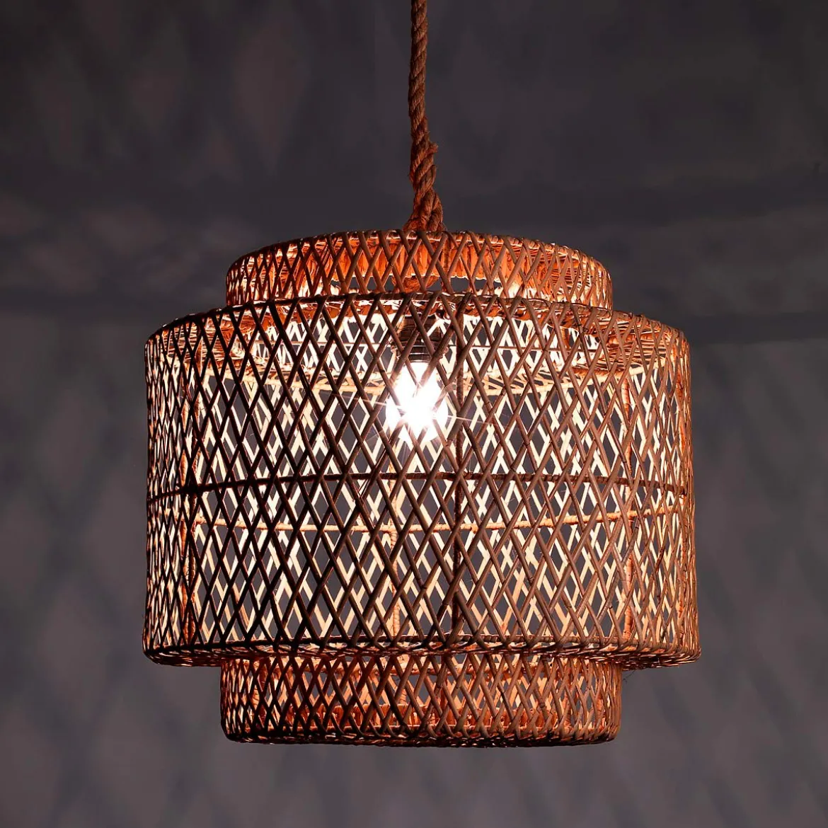 Great lampadario in rattan d55xh47 cm