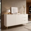 Gretha beige madia 2 ante 3 cassetti colore beige opaco h812 l1632 p38