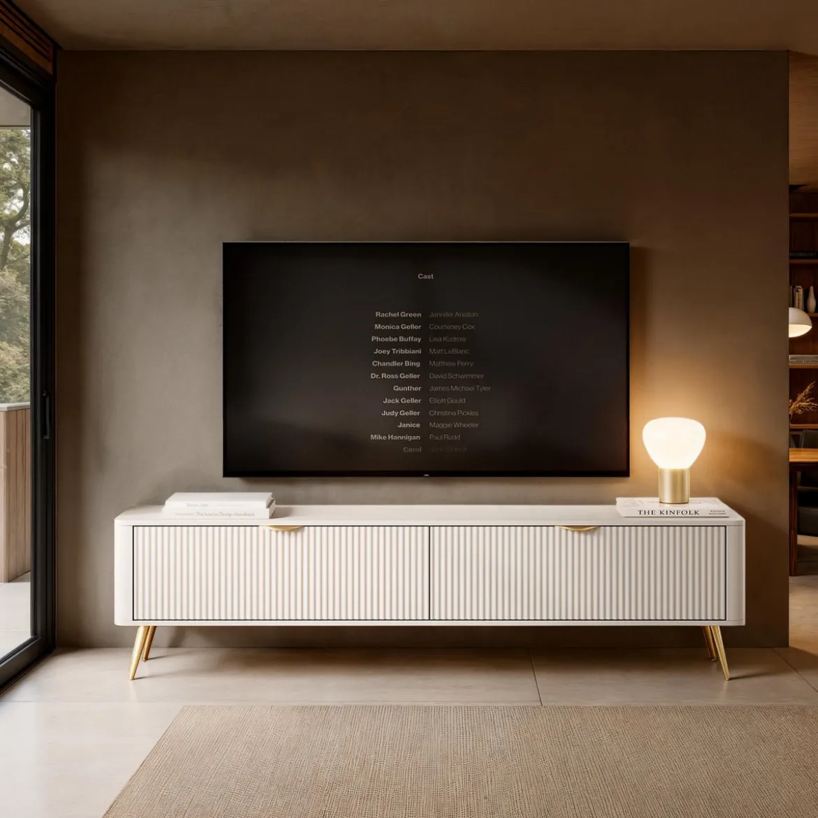 Gretha beige porta tv colore beige opaco 2 ante a ribalta h512 l1632 p38