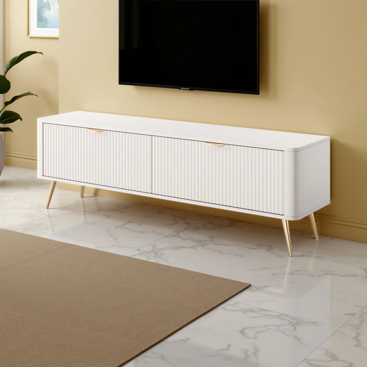 Gretha beige porta tv colore beige opaco 2 ante a ribalta h512 l1632 p38