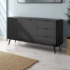 Gretha black madia 2 ante 3 cassetti colore nero opaco h812 l1632 p38
