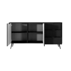 Gretha black madia 2 ante 3 cassetti colore nero opaco h812 l1632 p38