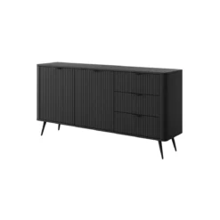 Gretha black madia 2 ante 3 cassetti colore nero opaco h812 l1632 p38