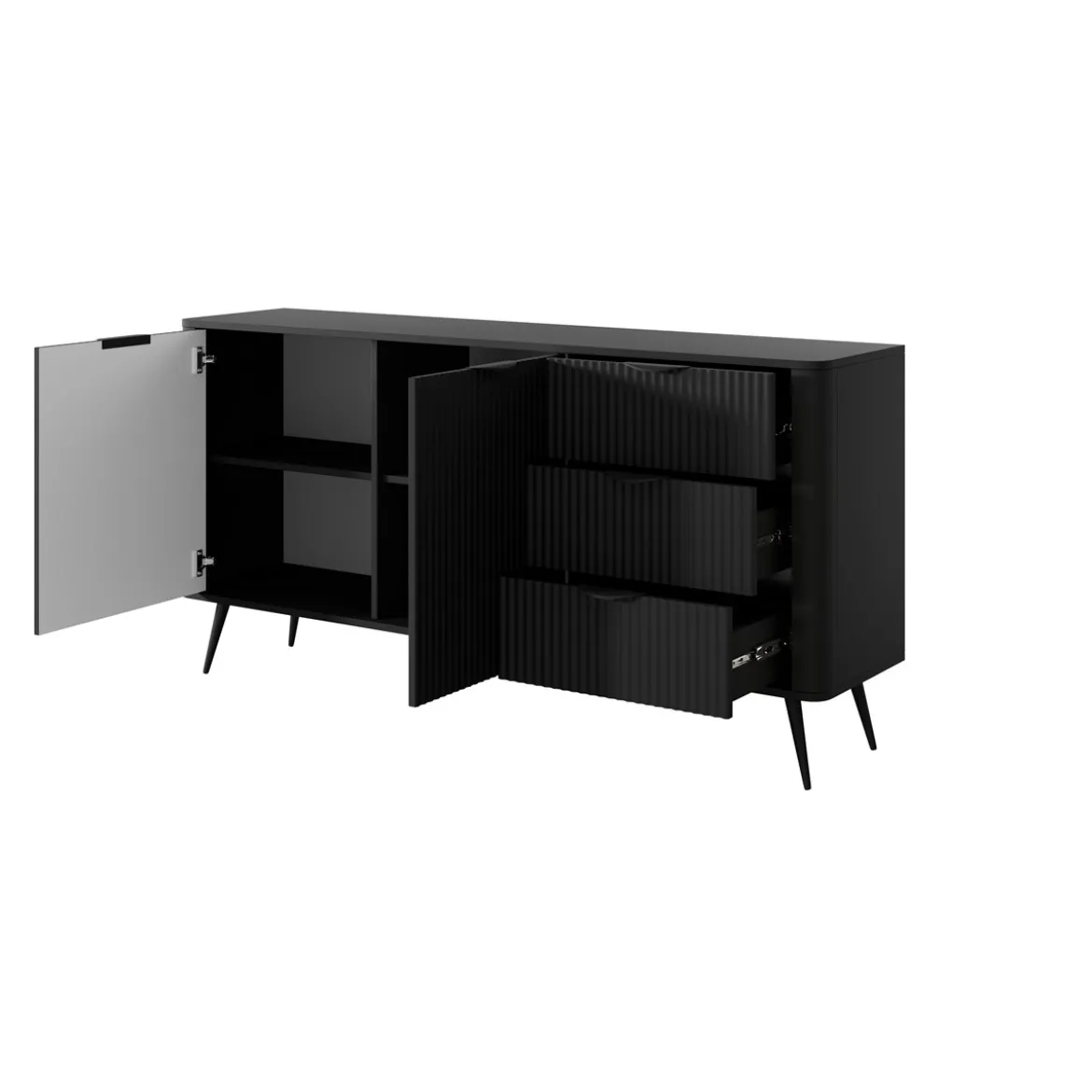 Gretha black madia 2 ante 3 cassetti colore nero opaco h812 l1632 p38