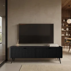 Gretha black porta tv colore nero opaco 2 ante a ribalta h512 l1632 p38