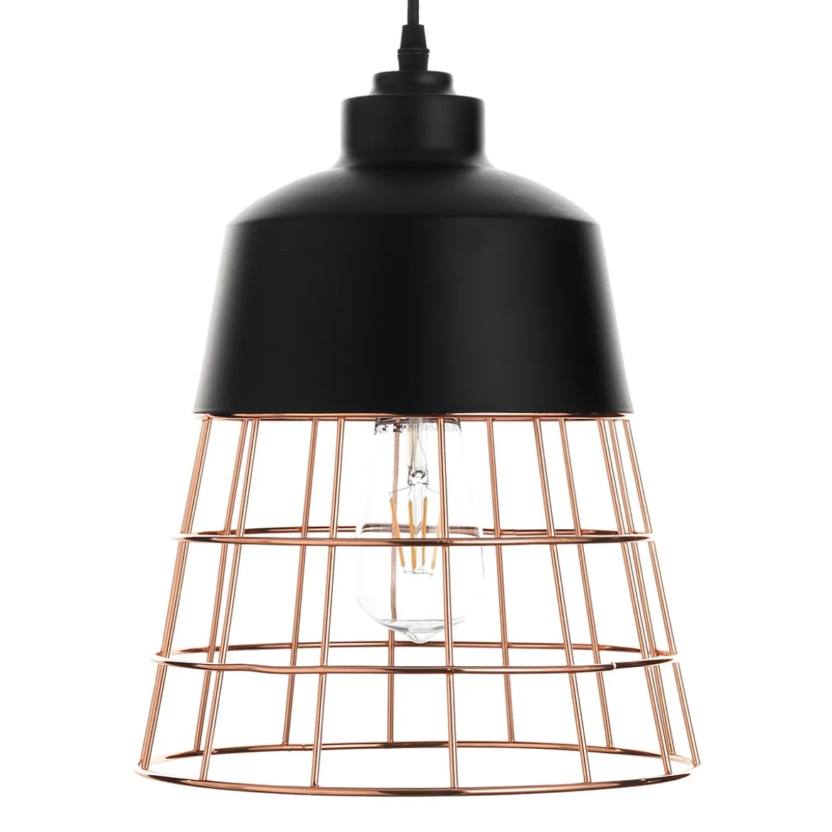 Grid lampadario in metallo verniciato nero opaco griglia colore rame d26 h36 cm