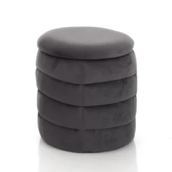 Gum grey pouf imbottito contenitore in microfibra effetto velluto grigio d35xh40 cm