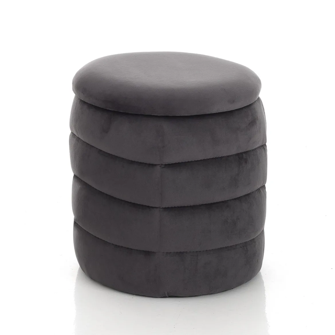 Gum grey pouf imbottito contenitore in microfibra effetto velluto grigio d35xh40 cm