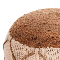 Haja pouf rotondo in juta cotone e sintetico d50xh25 cm