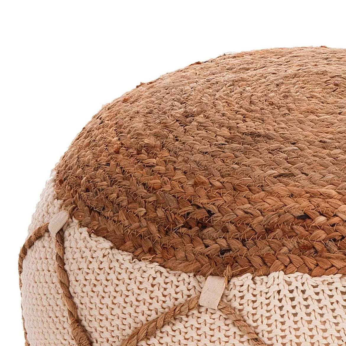 Haja pouf rotondo in juta cotone e sintetico d50xh25 cm