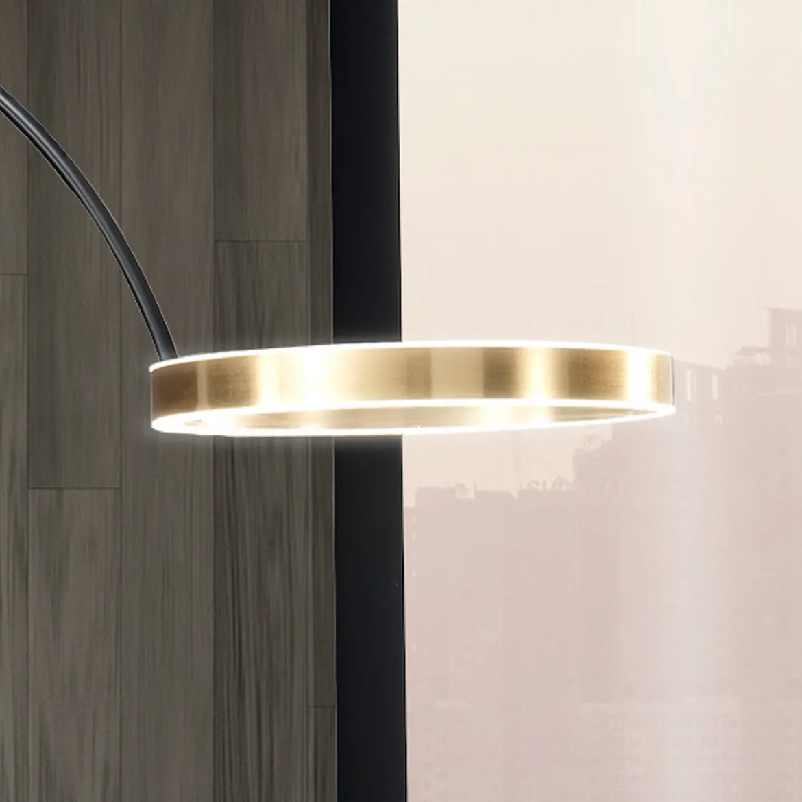 Halo gold lampada da terra led dimmerabile ad arco in metallo nero opaco e marmo nero con telecomando h210x225 cm