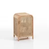 Hamsa armadietto in teak rattan e pelle naturale 1 anta 45x45xh70 cm