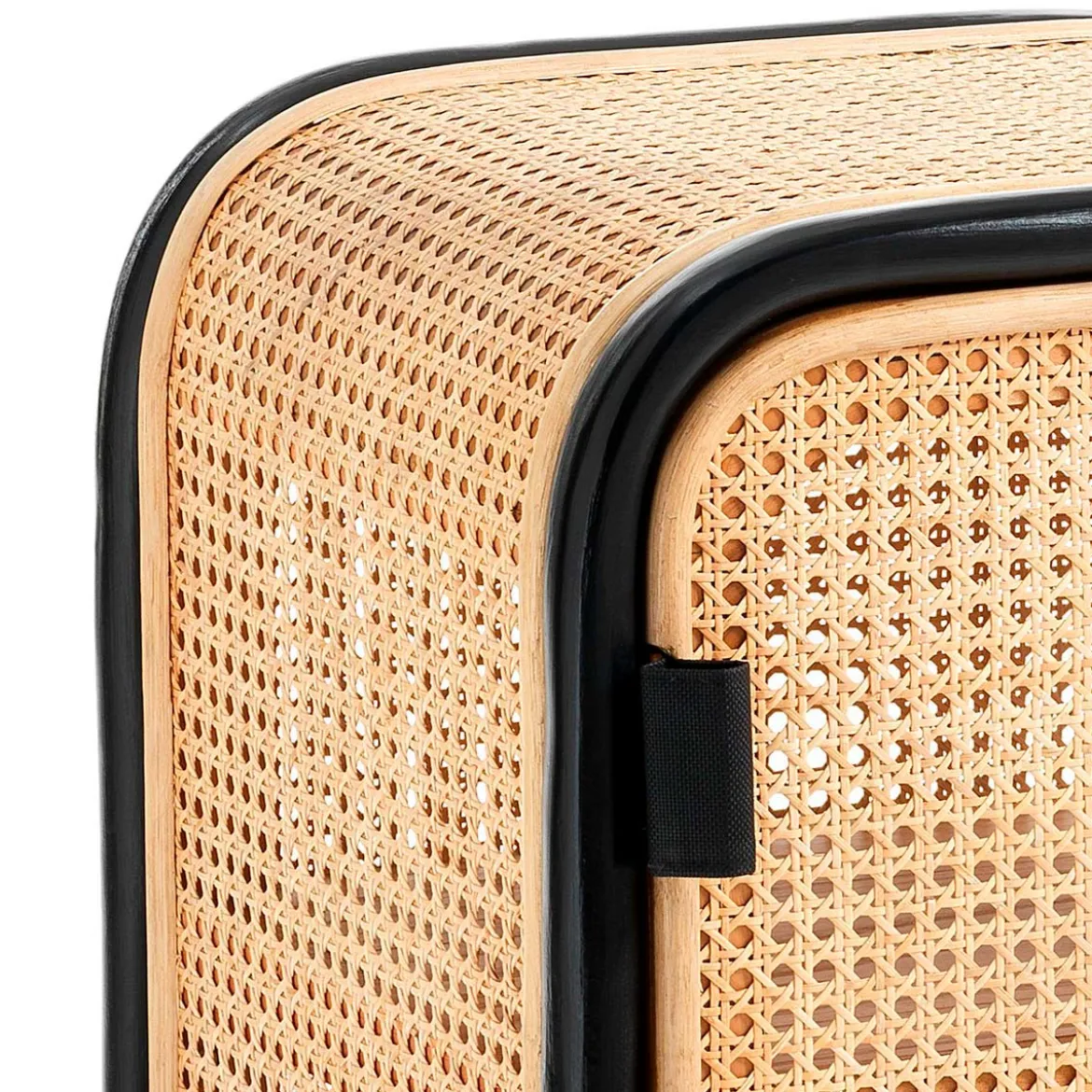 Hamsa black armadietto comodino in teak e rattan cm l.43 p36 h64