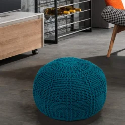 Handy light blue pouf 100% cotone azzurro d43xh32 cm