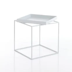 Hannah-a tavolino da interno / esterno in acciaio vernice da esterno colore bianco opaco 40x40 h44.5 cm