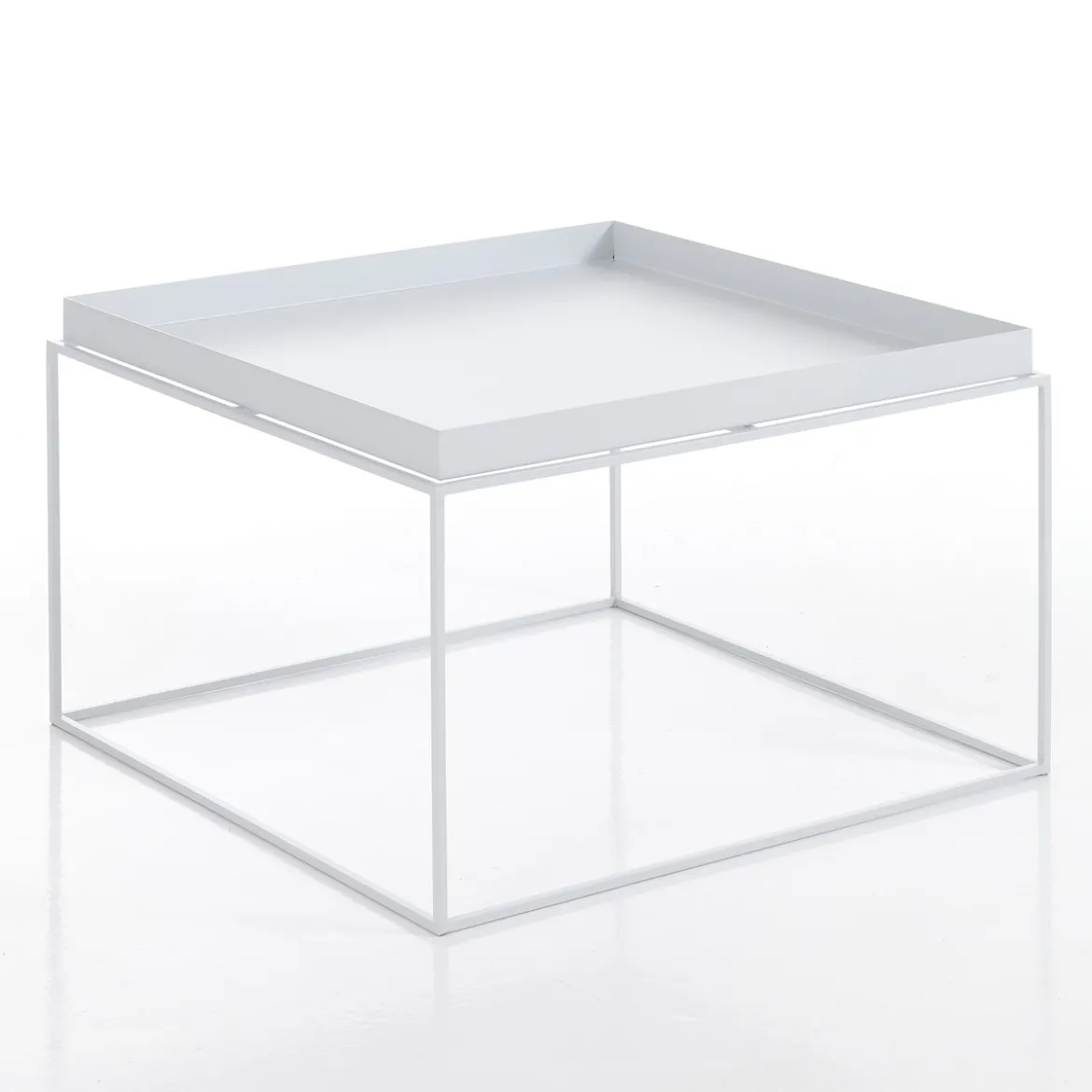 Hannah-c tavolino da interno / esterno in acciaio vernice da esterno colore bianco opaco 60x60 h40 cm
