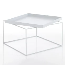 Hannah-c tavolino da interno / esterno in acciaio vernice da esterno colore bianco opaco 60x60 h40 cm