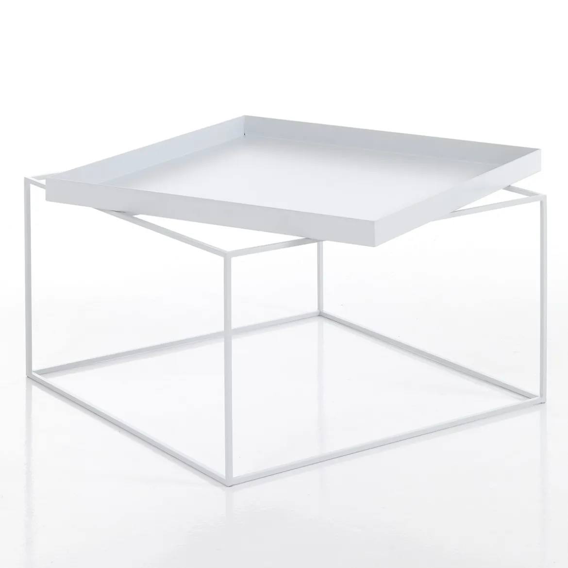 Hannah-c tavolino da interno / esterno in acciaio vernice da esterno colore bianco opaco 60x60 h40 cm