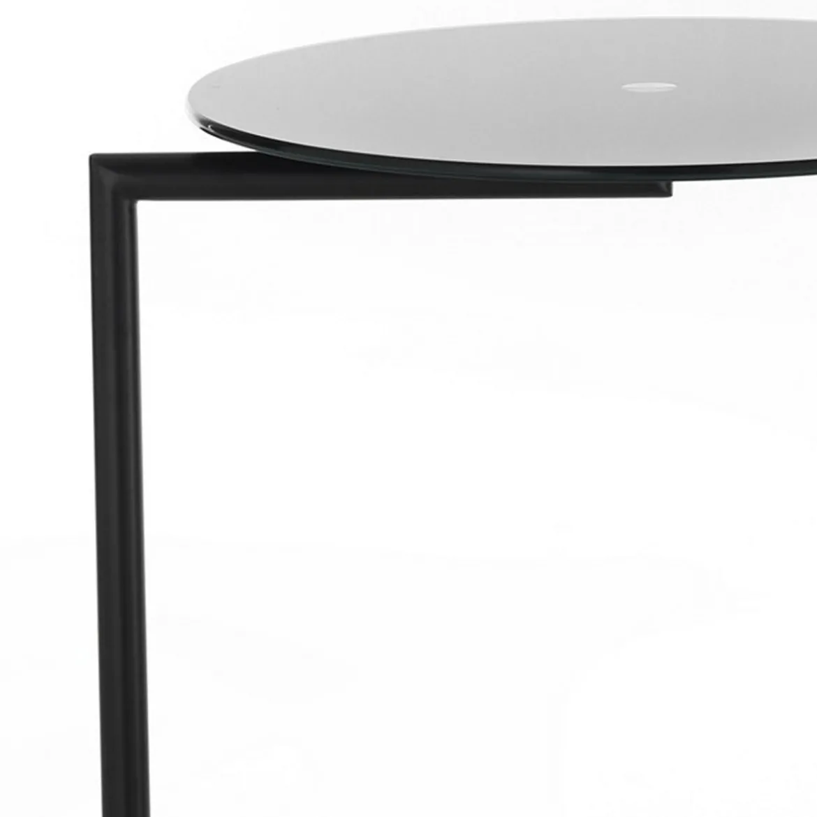 Hardy black tavolino con ruote in metallo verniciato nero opaco piano in vetro nero 51x46x h62 cm