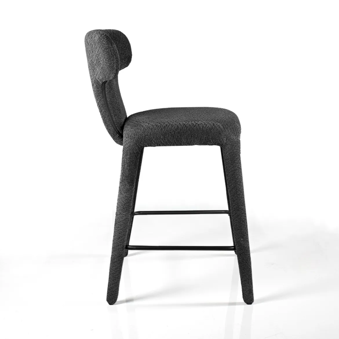 Herd Antracite Home sgabello imbottito tessuto antracite effetto melange completamente rivestito h94 l48 p55 seduta h65